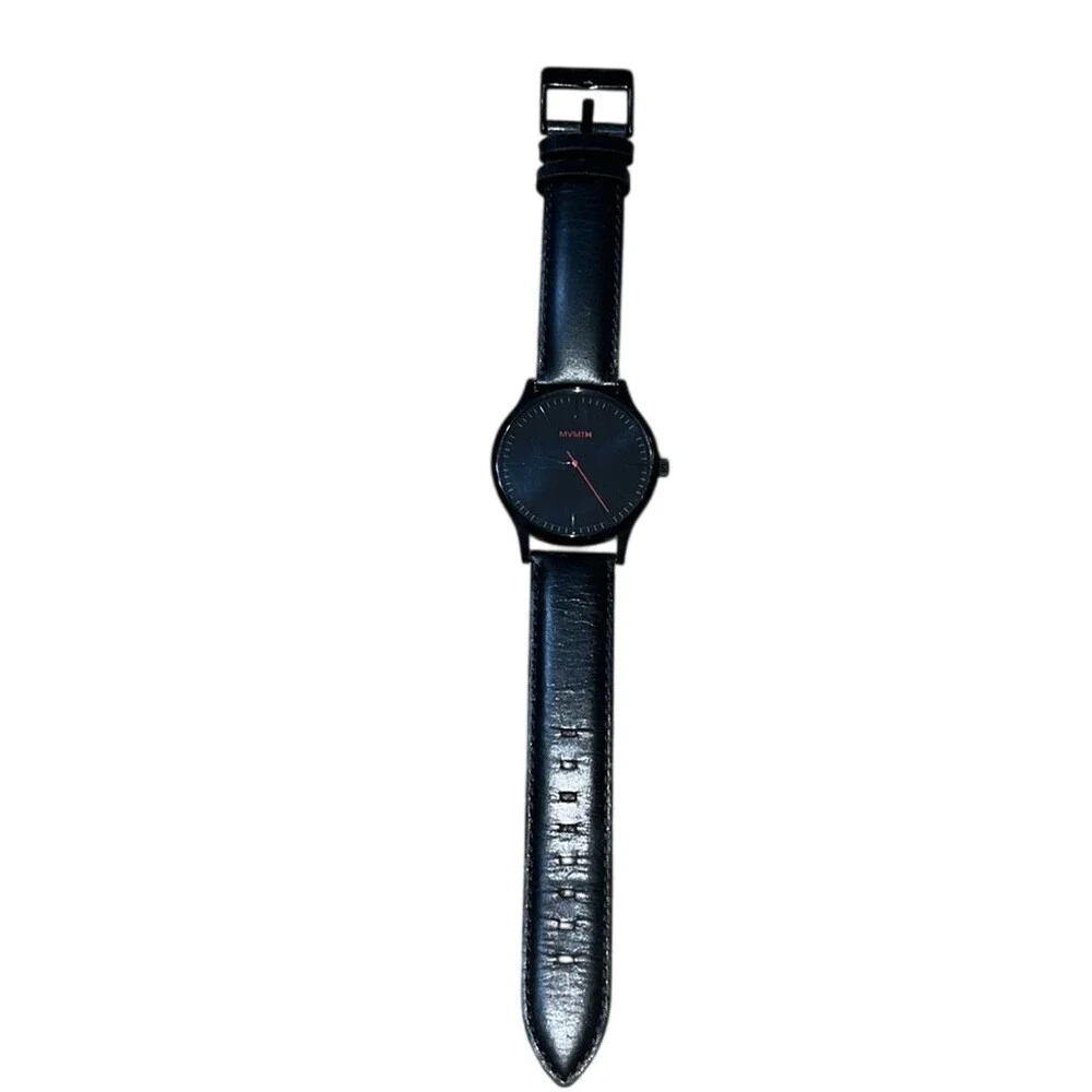 MVMT Classic Black Red Watch Leather Strap OS
